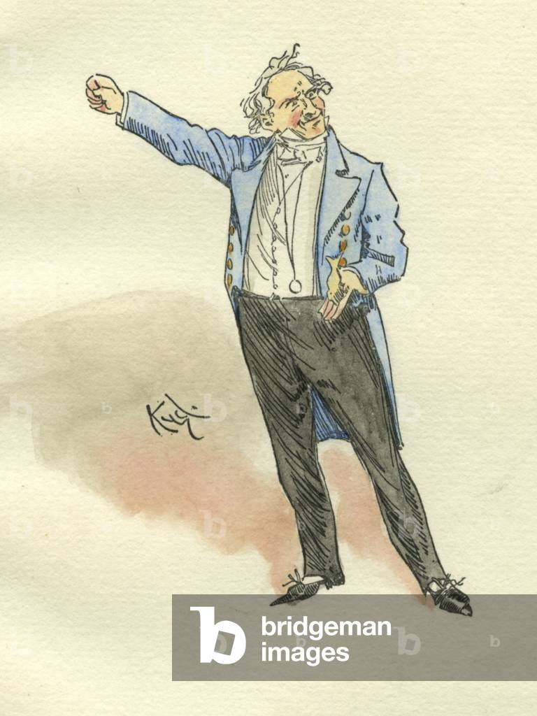 "Herr Pickwick aus The Pickwick Papers (Tinte und w/c auf Papier)" von Joseph Clayton Clarke
