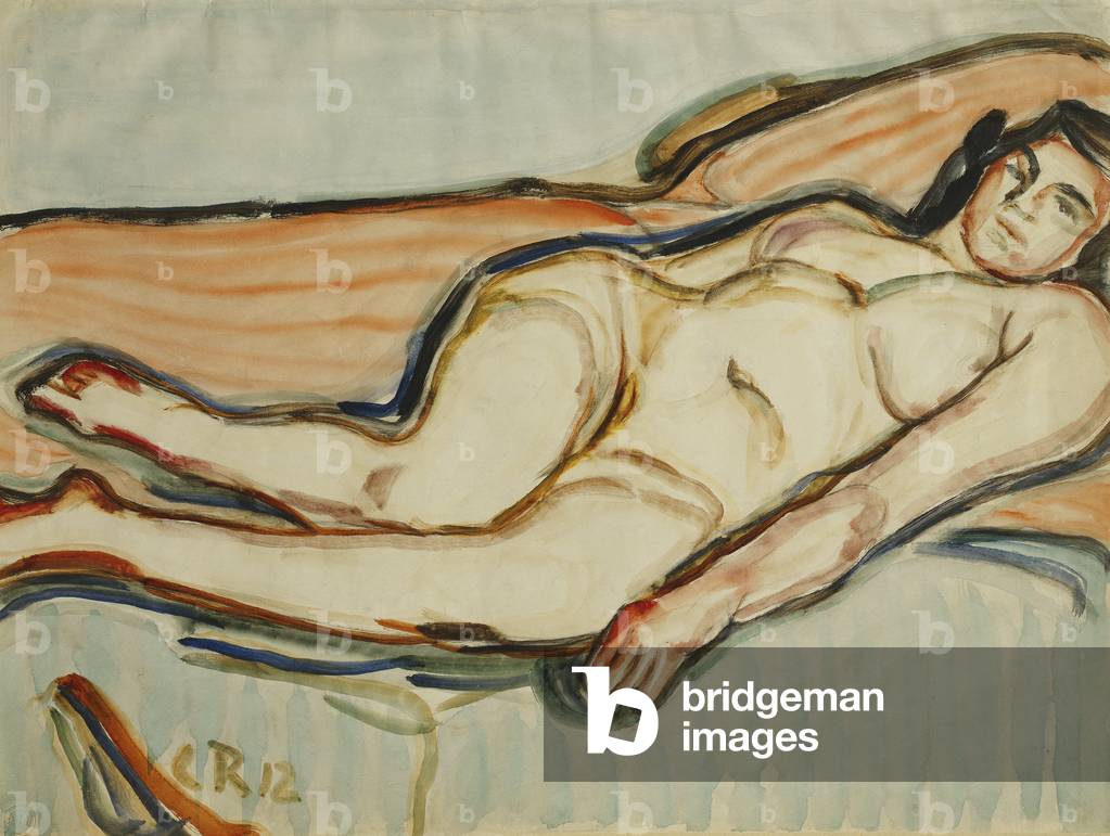 Nudo reclinabile; Liegende Att, (acquerello su carta)