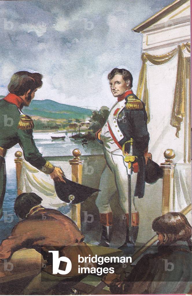 Embargo commercial sur l'Angleterre. Napoléon et le Czar de Russie signent un accord sur un radeau sur la rivi