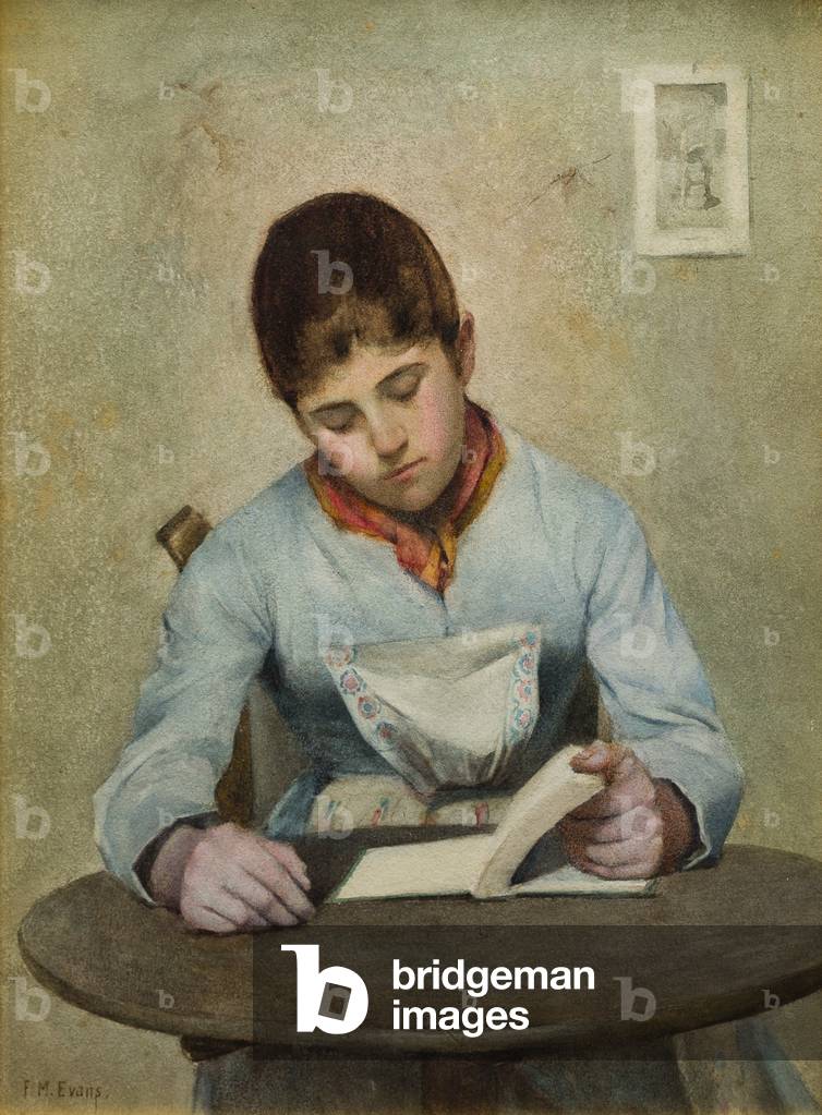 Immagine di Disegno "Ragazza seduta lettura (w/c su carta)" di Frederick James McNamara Evans