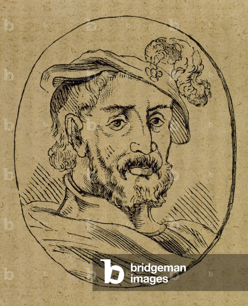 Bild von Gravur "König Alfons VII (1105-1157) nannte den Kaiser (Gravur)", b/w