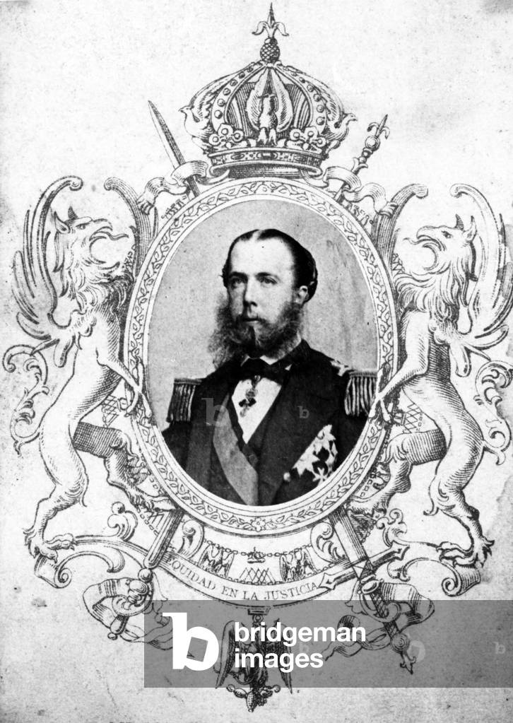 Portrait of Emperor Maximilian within the Mexican Imperial Coat of Arms