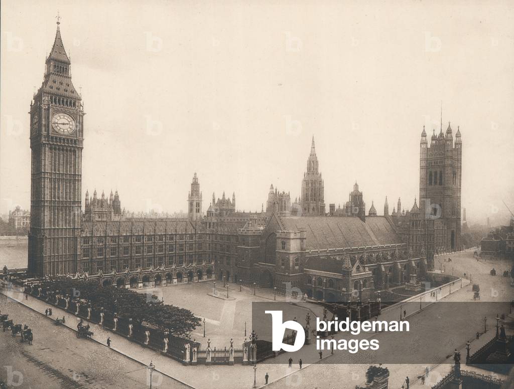 Le Case del Parlamento e Big Ben, Londra, c 1900 (foto)