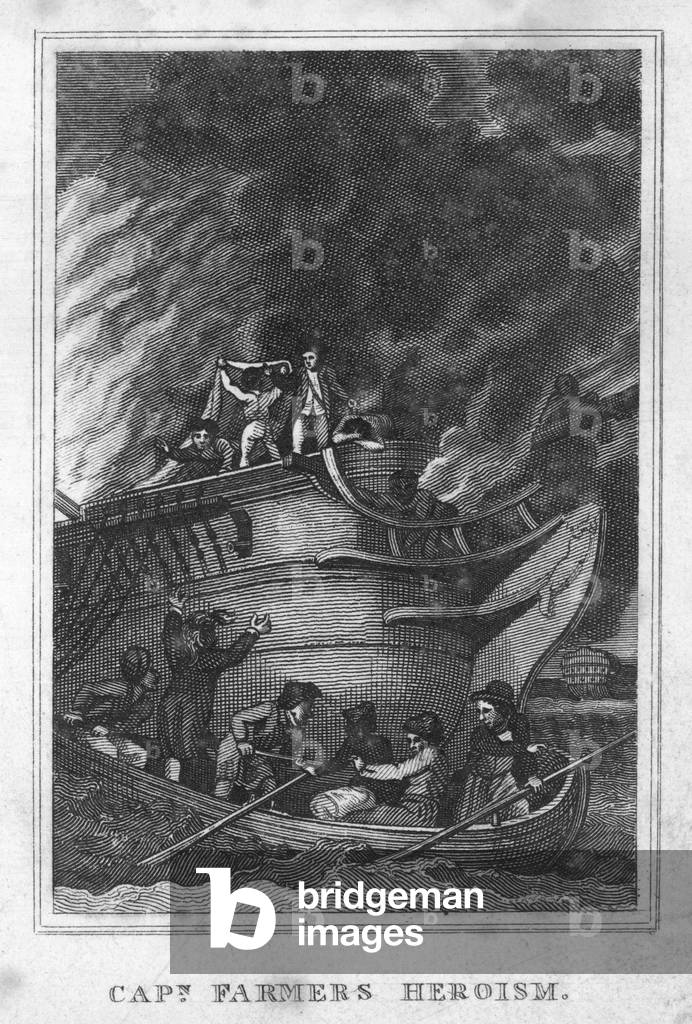 "L'eroismo di Capitan Farmer (incisione)" 1900 di English School