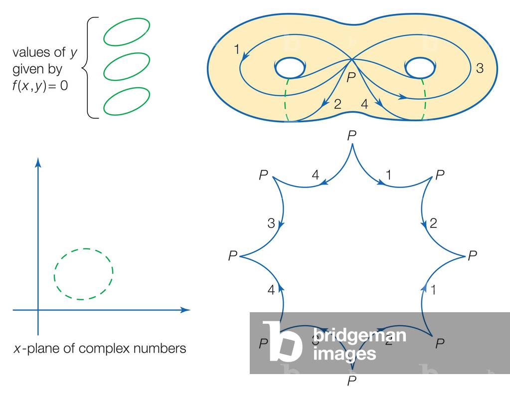 (Sinistra) Pezzi di una superficie data da f (x, y) = 0; (destra) se la superficie è tagliata lungo le curve, 