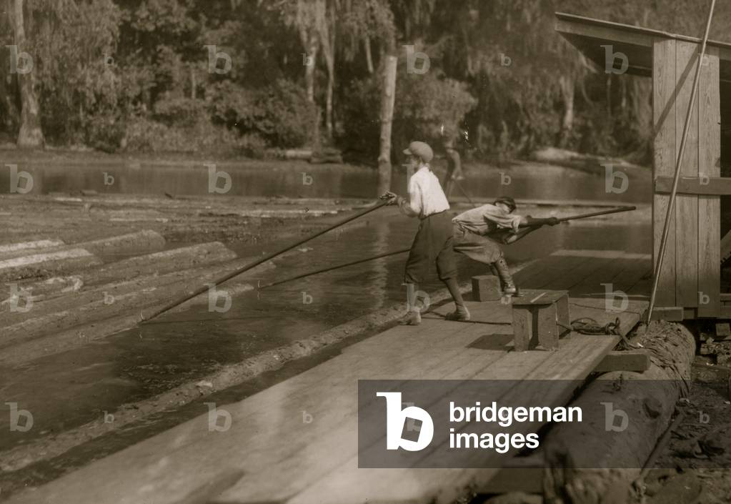 Immagine di Fotografia "River Boys fare il log 1914 (foto)", b/w