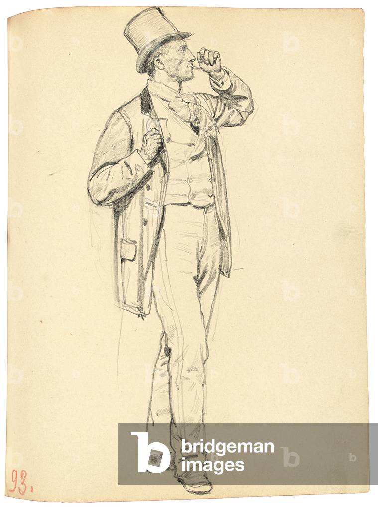 Bild von Zeichnung "Studie für 'Ein Pariser Cafe': Stehender Mann mit erhöhtem Arm" 1872 von Ilya Efimovich Re