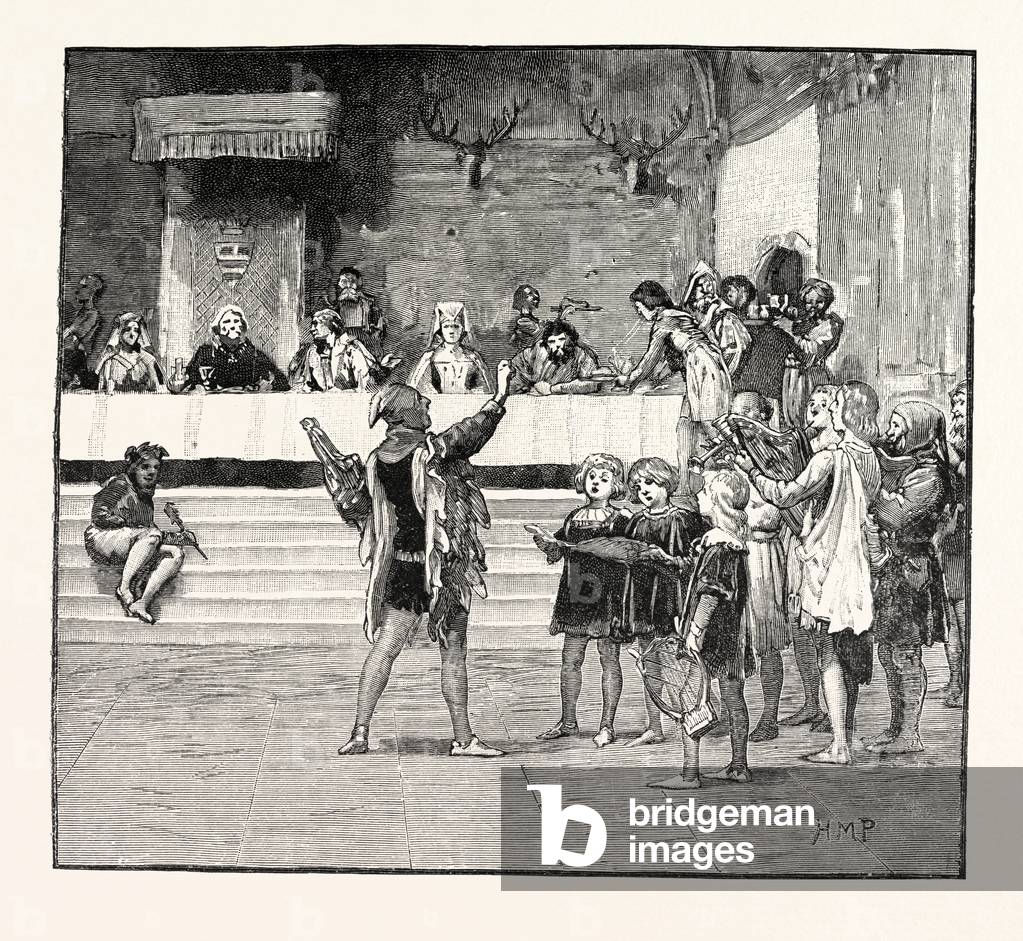 menestrelli ad un banchetto nel XIV secolo