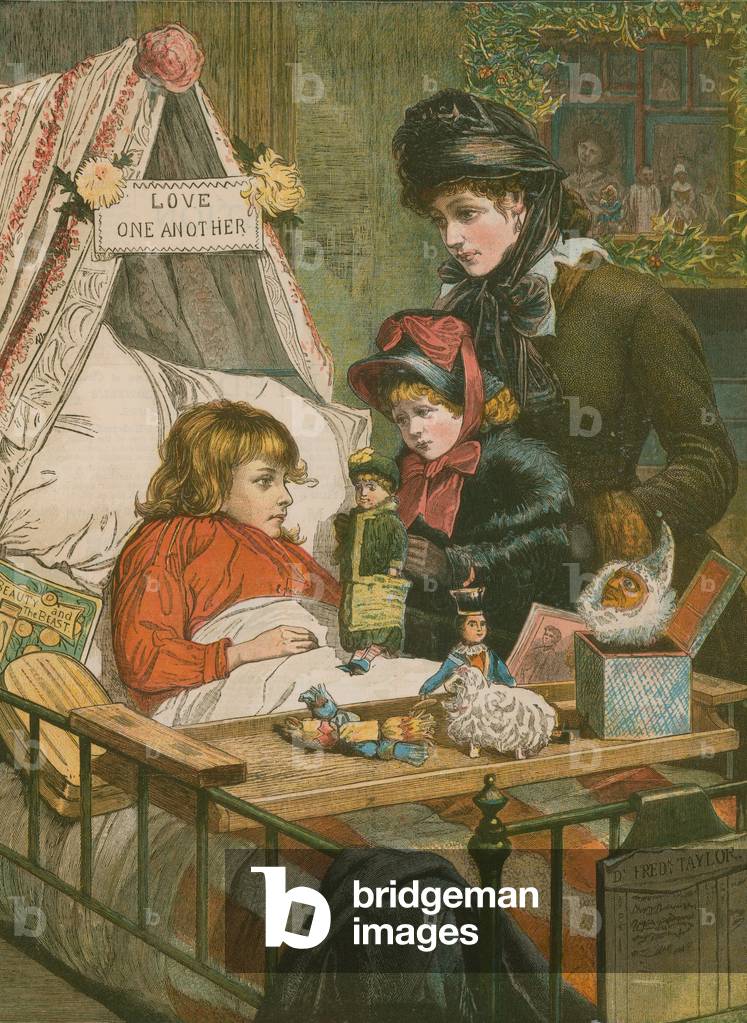 "Natale arriva ma una volta all'anno: una scena all'ospedale Evelina (colore lito)" di Charles J. Staniland