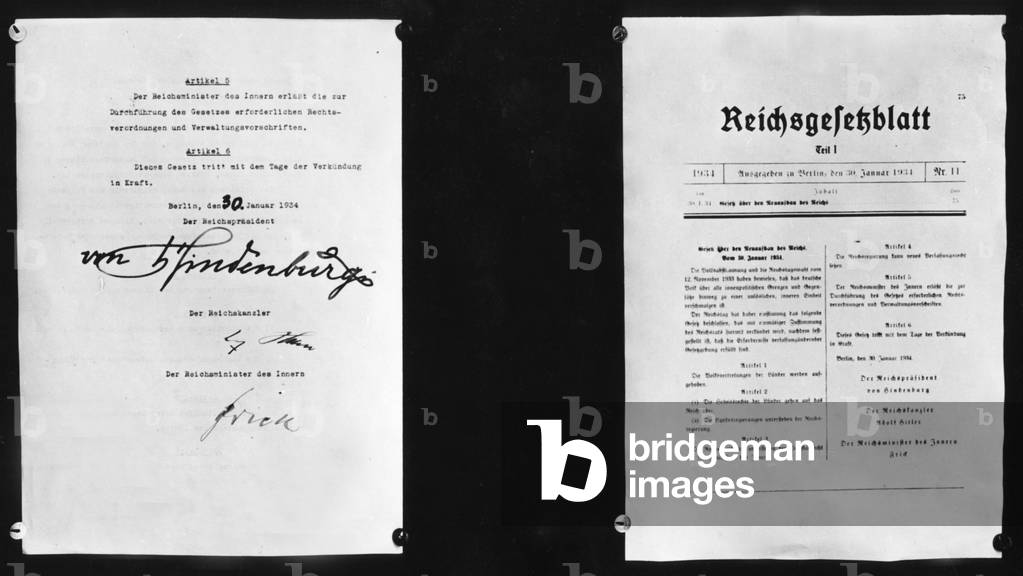 Image of The Law for the Reconstruction of the Reich, 1934 (b/w