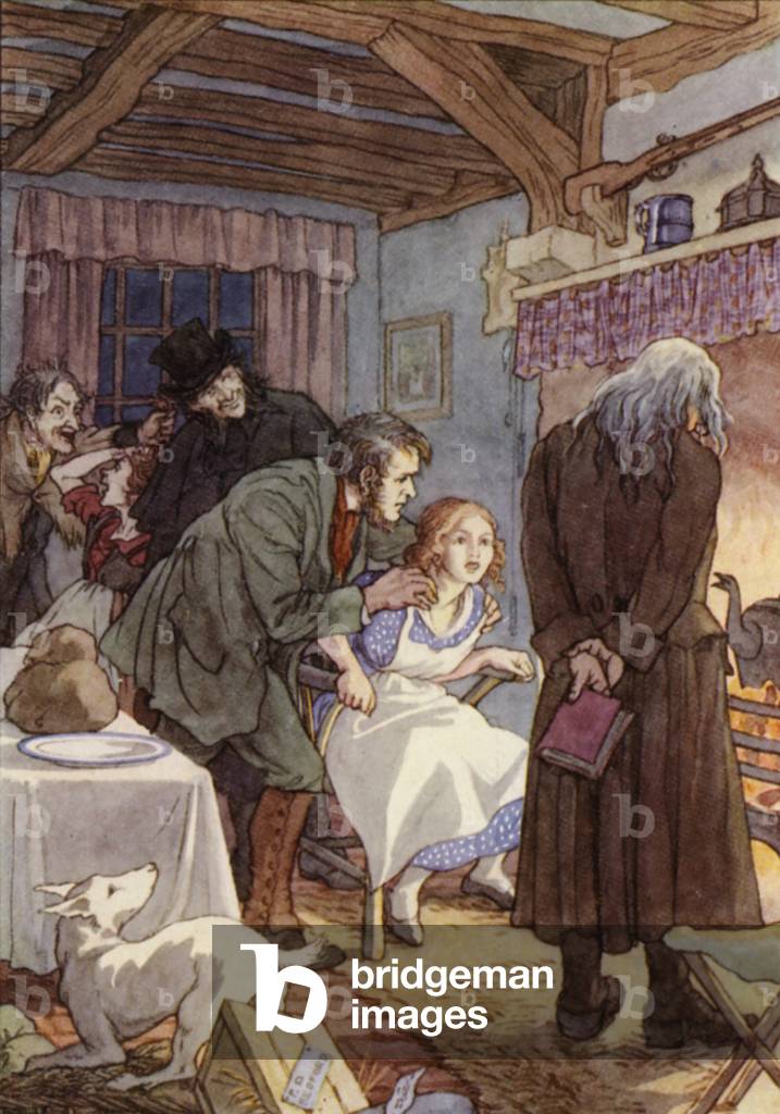 Illustration für Die Grille auf dem Herd von Charles Dickens (Farbe litho)