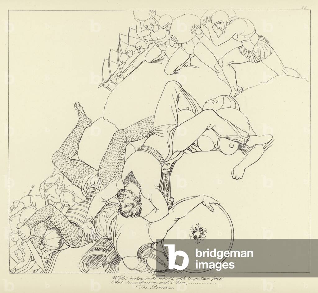 "I Persiani (incisione)" di John Flaxman, b/w