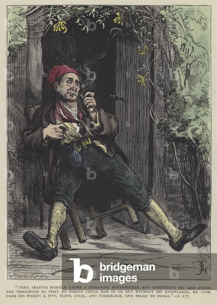 Illustration für Barnaby Rudge (farbige Gravur)