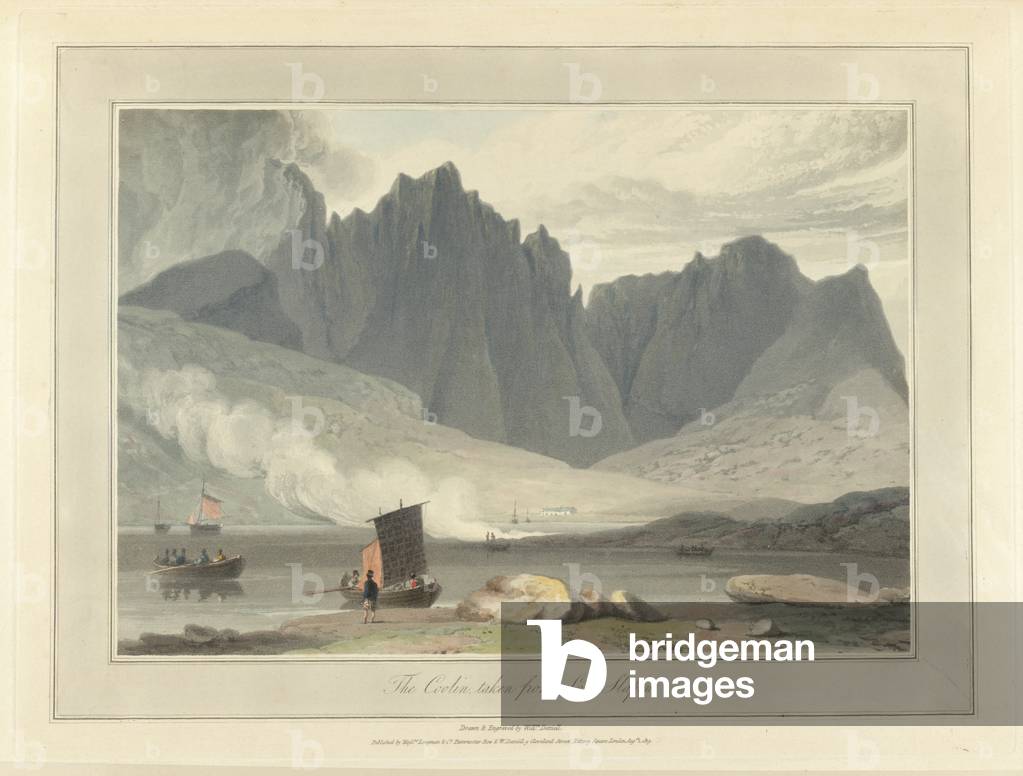 "Il Coolin - preso da Loch Slapin. Scene di paesaggio costiero intorno alla Gran Bretagna. I Cuillin sono una 