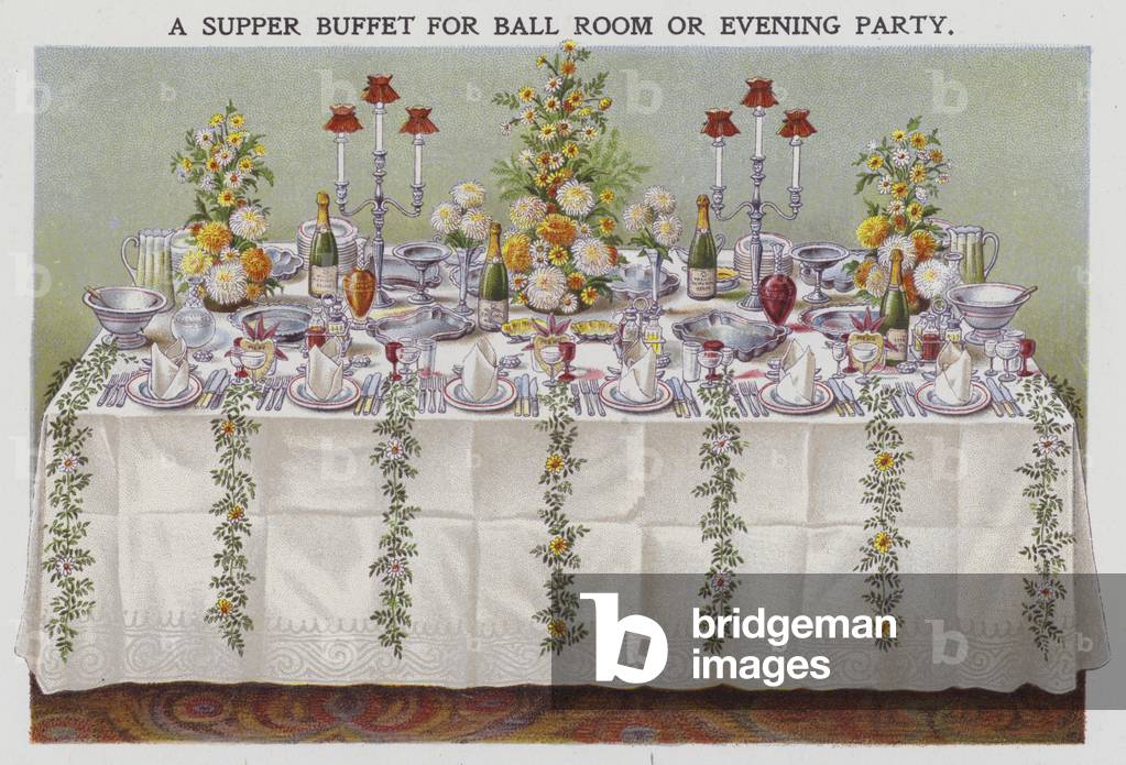 "Abendbuffet für Ballsaal oder Abendparty (chromolitho)" von English School
