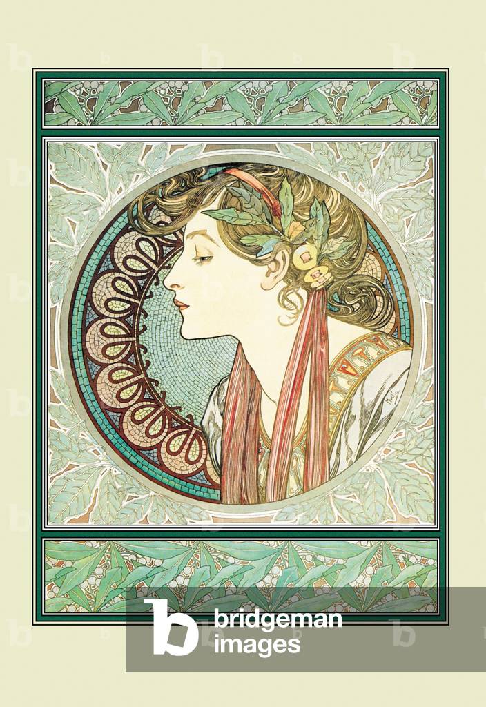 Immagine di Manifesto "Profilo Donna (colore lito)" di Alphonse Marie Mucha