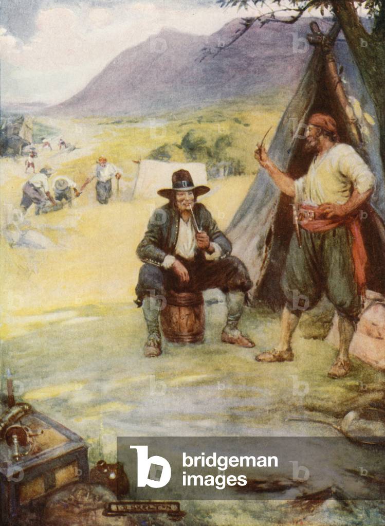 Wo heute die Graet-Stadt Kapstadt steht, richten sie ihre Zelte und Hütten ein (Farblitho)