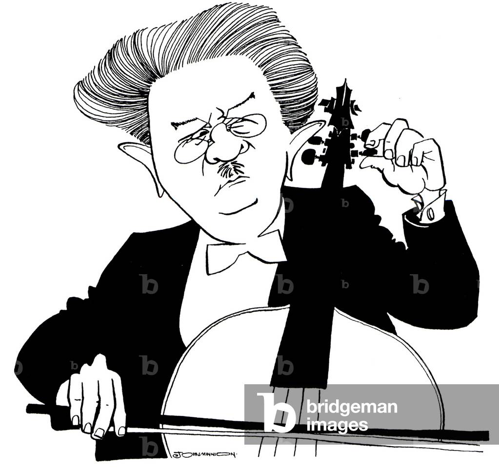 SCHMIDT, Franz - Karikatur von ihm beim Stimmen des Cellos Österreichischer Cellist, Pianist und Komponist (18