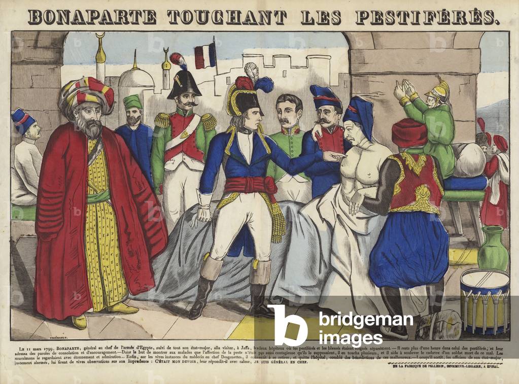 Bonaparte Touchant Le Pestiferes (incisione colorata)