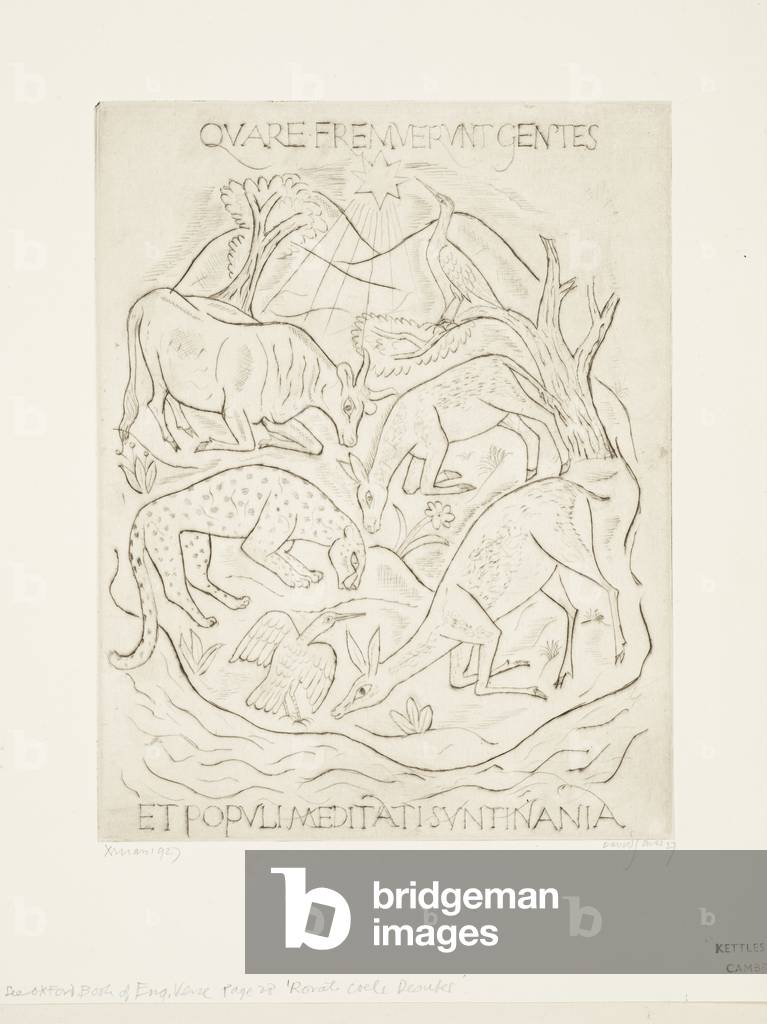 Kniende Tiere (Ochse, Esel, Leopard, Hirsch und zwei Vögel), 1927 (Print)