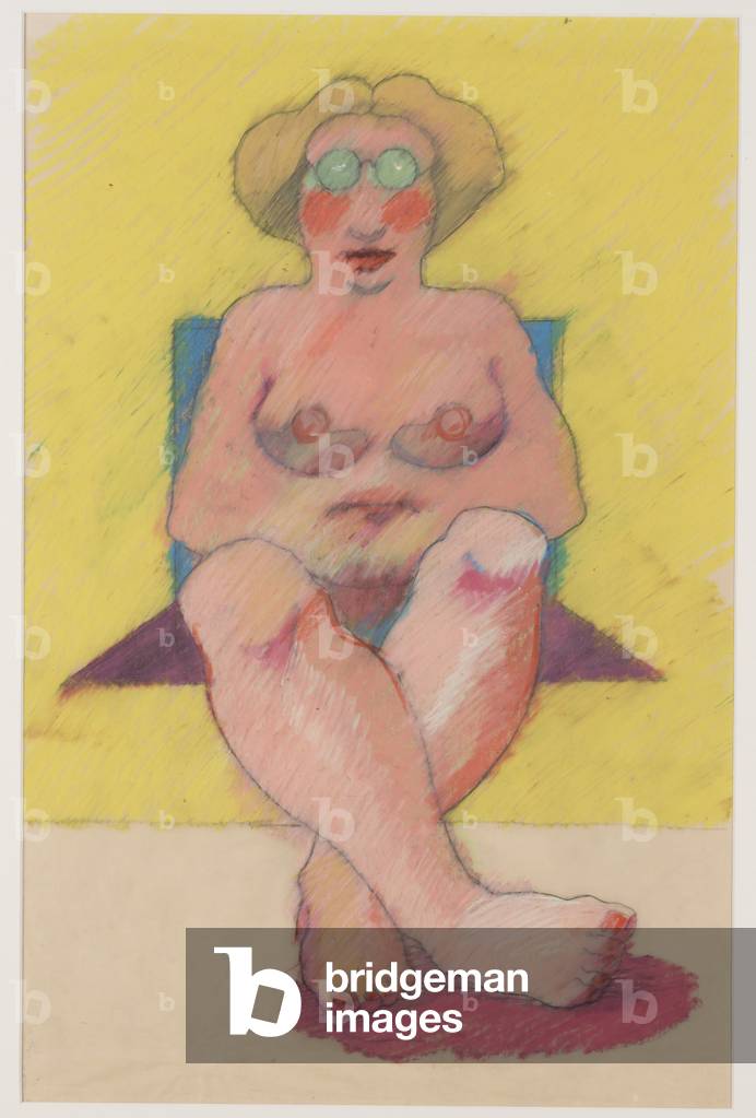 Beach Girl, 1967 (oil pastel on tracing paper)