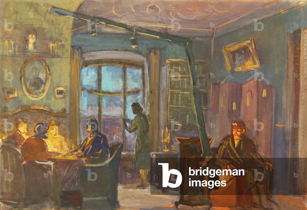 Meeting, Set Design für den Film “The Kremlin Chiming Clocks”, 1957 (Gouache auf Papier)