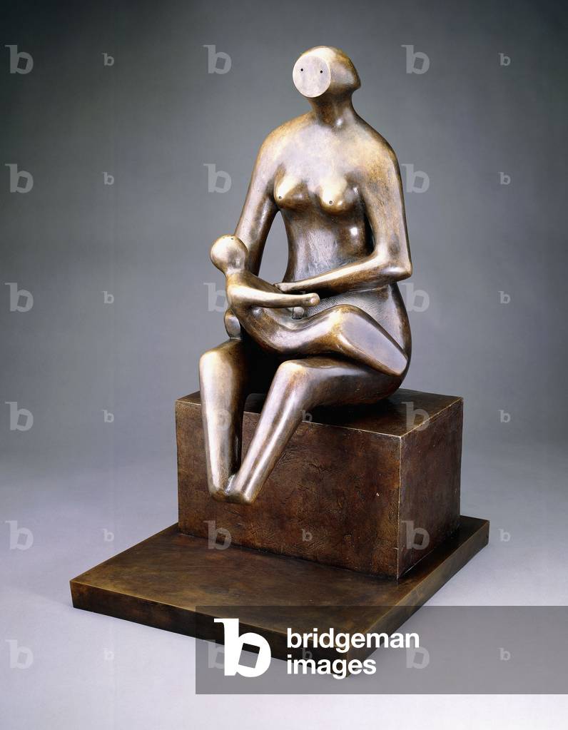 Mutter mit Kind auf dem Schoß, 1985 (Bronze mit goldbrauner Patina)