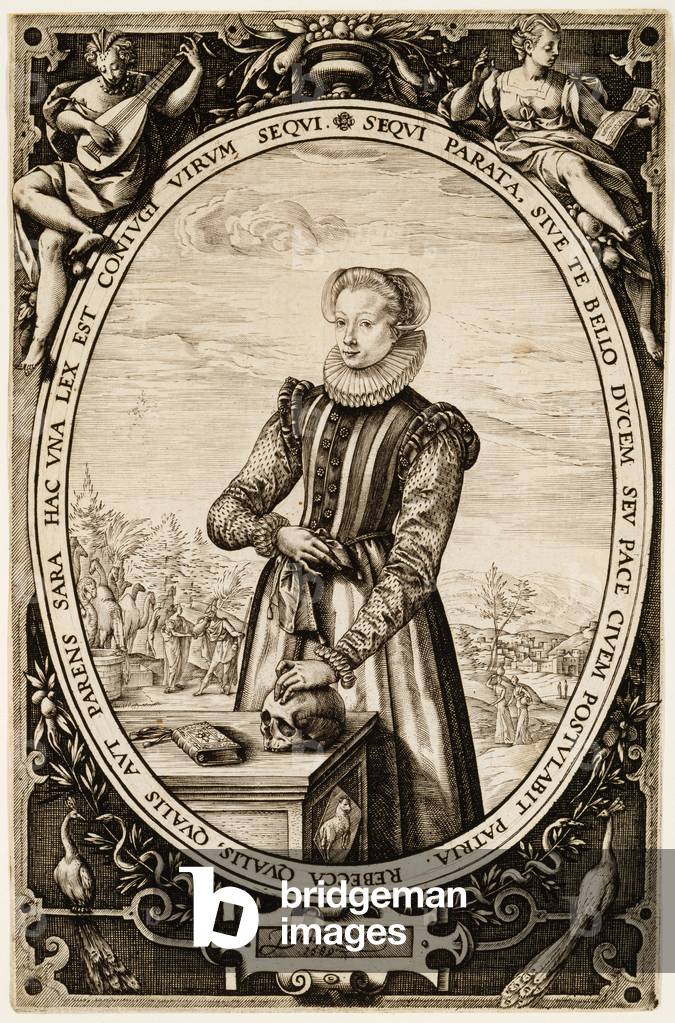 Bild von Gravur "Josina Hamels", 1589 von Hendrik Goltzius, b/w