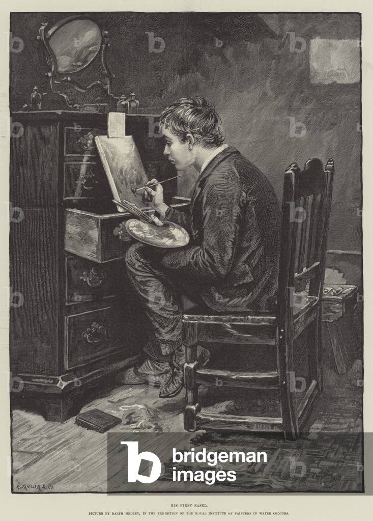 Son premier chevalet (gravure) 1891 par Ralph Hedley