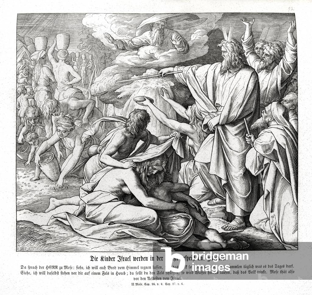 "Israeliten erhalten Nahrung in der Wüste" von Julius Schnorr von Carolsfeld