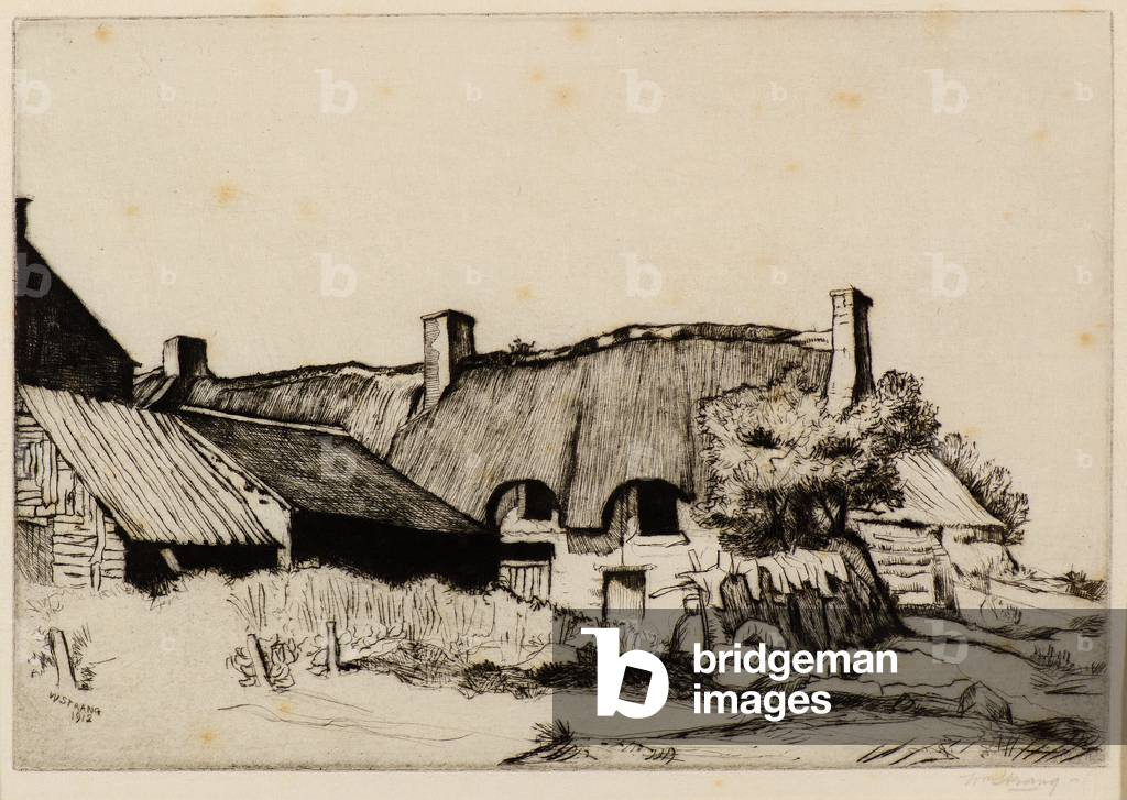 Image of Engraving depicting Farm in Brittany 1912 by William Strang