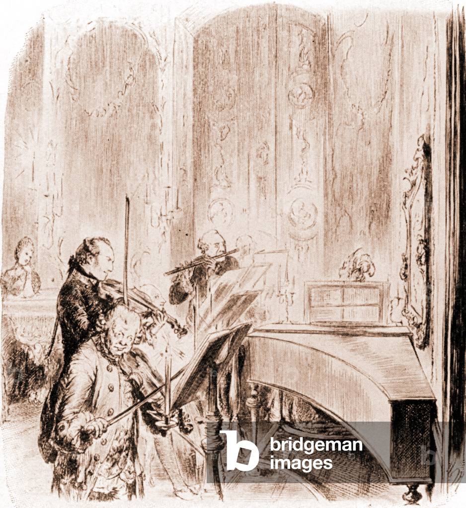 FREDERICK THE GREAT - by Adolph Friedrich Erdmann von Menzel, b/w