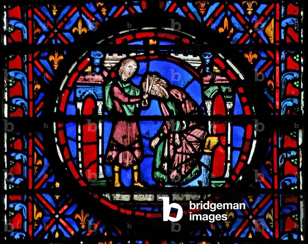 Window w12  Job shaves his head Job I 20 (stained glass) 1246-48 by French Artist