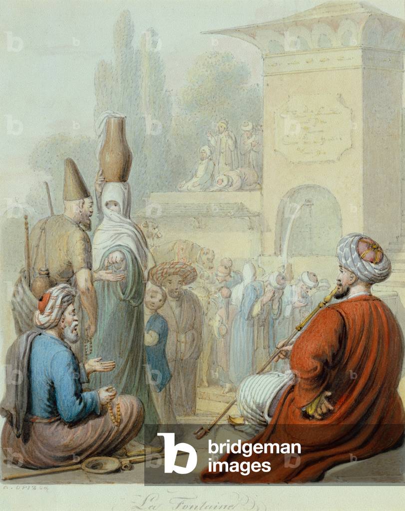 Bild von Zeichnung "Der Konstantinopel-Brunnen (Bleistift und Aquarell)" 1801 von Georg Emanuel Opiz