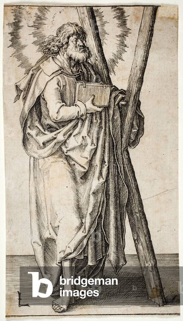 "St. Andrew (Gravur)" von Lucas van Leyden, b/w