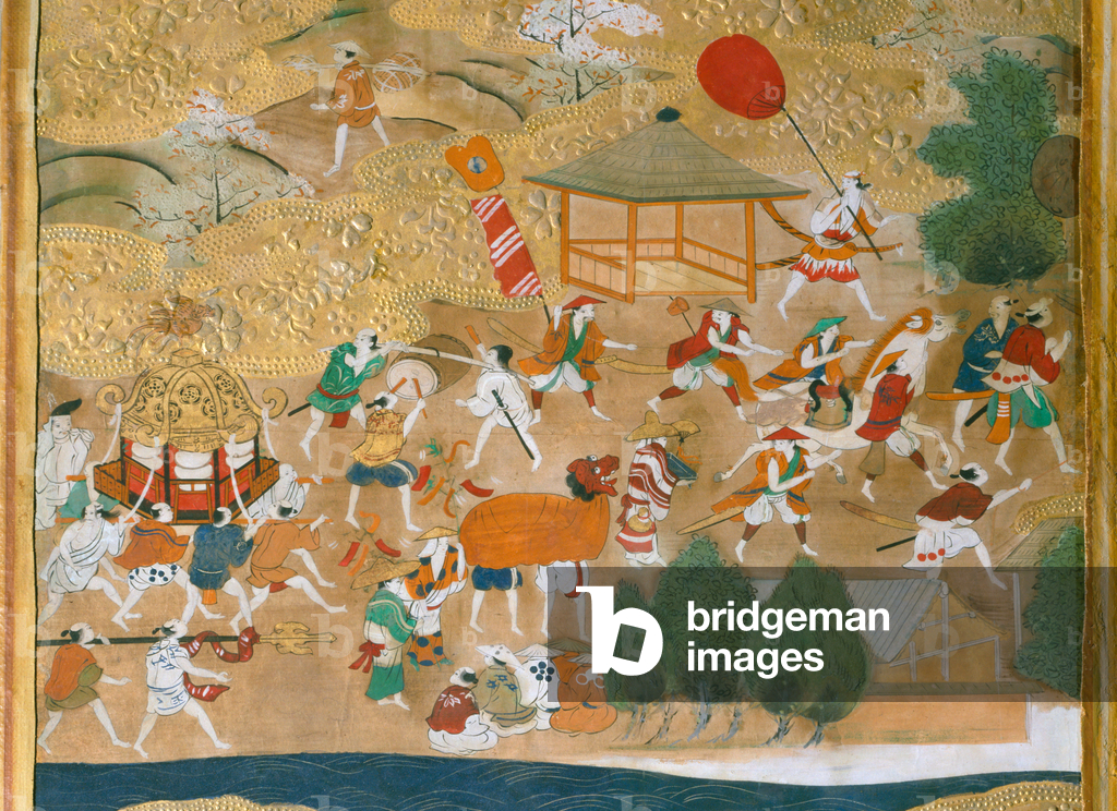 Bild von Gemälde "Osakazu Byobu - Japanischer achtteiliger Paravent (Gemälde)" von Japanese School