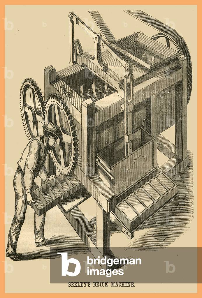 "Seeleys Ziegelmaschine" von Unknown Artist, b/w