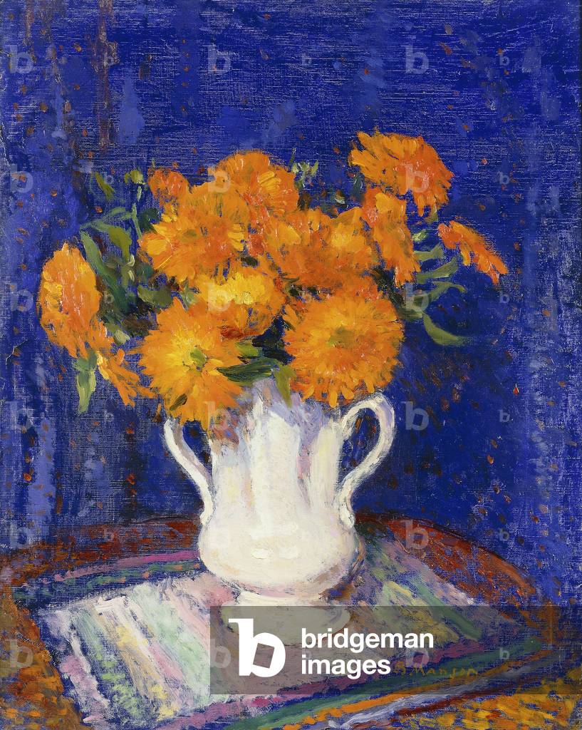 Immagine di Dipinto "calendula in un Bianca vaso" di James Bolivar Manson