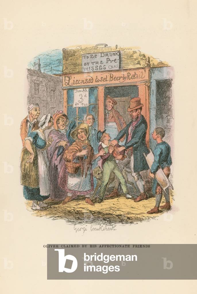 Image of Book depicting Illustration for Oliver Twist (colour litho) by George Cruickshank
