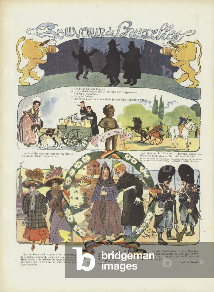 Souvenir di Bruxelles. Illustrazione per Le Rire (color lito)
