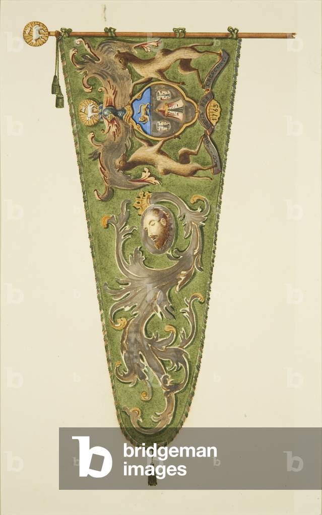 Banner of the Merchant Taylors, inscribed 'Concordia Parvae Res Crescunt, 1763' (left-side), c.1833 (w/c, body