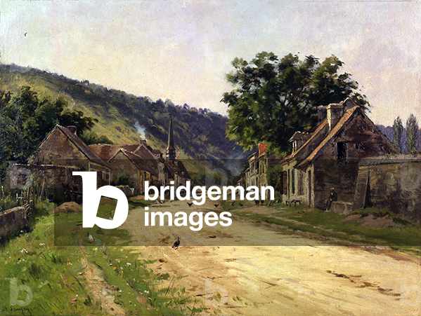 Immagine di Dipinto "villaggio strada con figure olio su tela" di Adrien-Jacques Sauzay