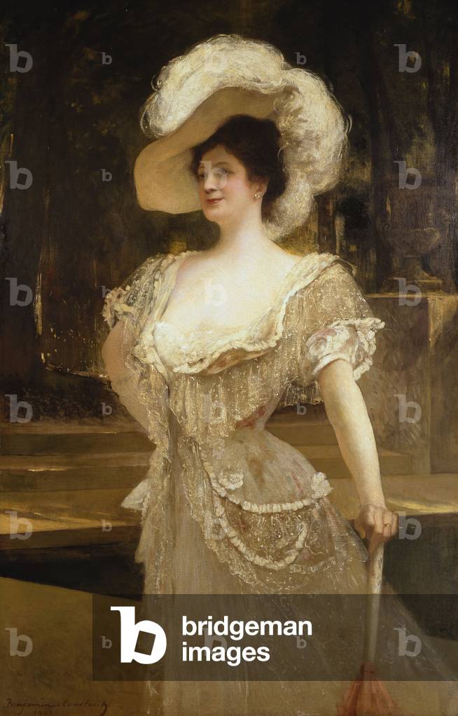 Bild von Gemälde "ein porträt von frau", 1901 von Jean Joseph Benjamin Constant, b/w