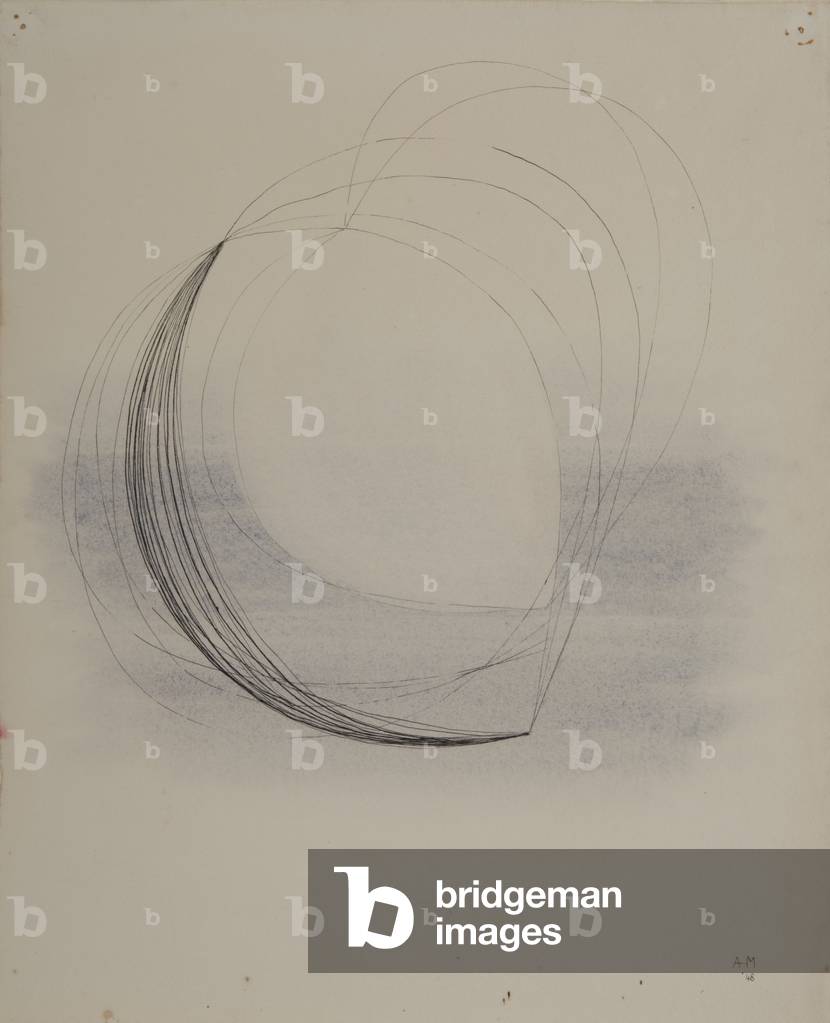 Abstrakte Zeichnung, 1948 (Stift & Tinte mit w/c auf Papier)