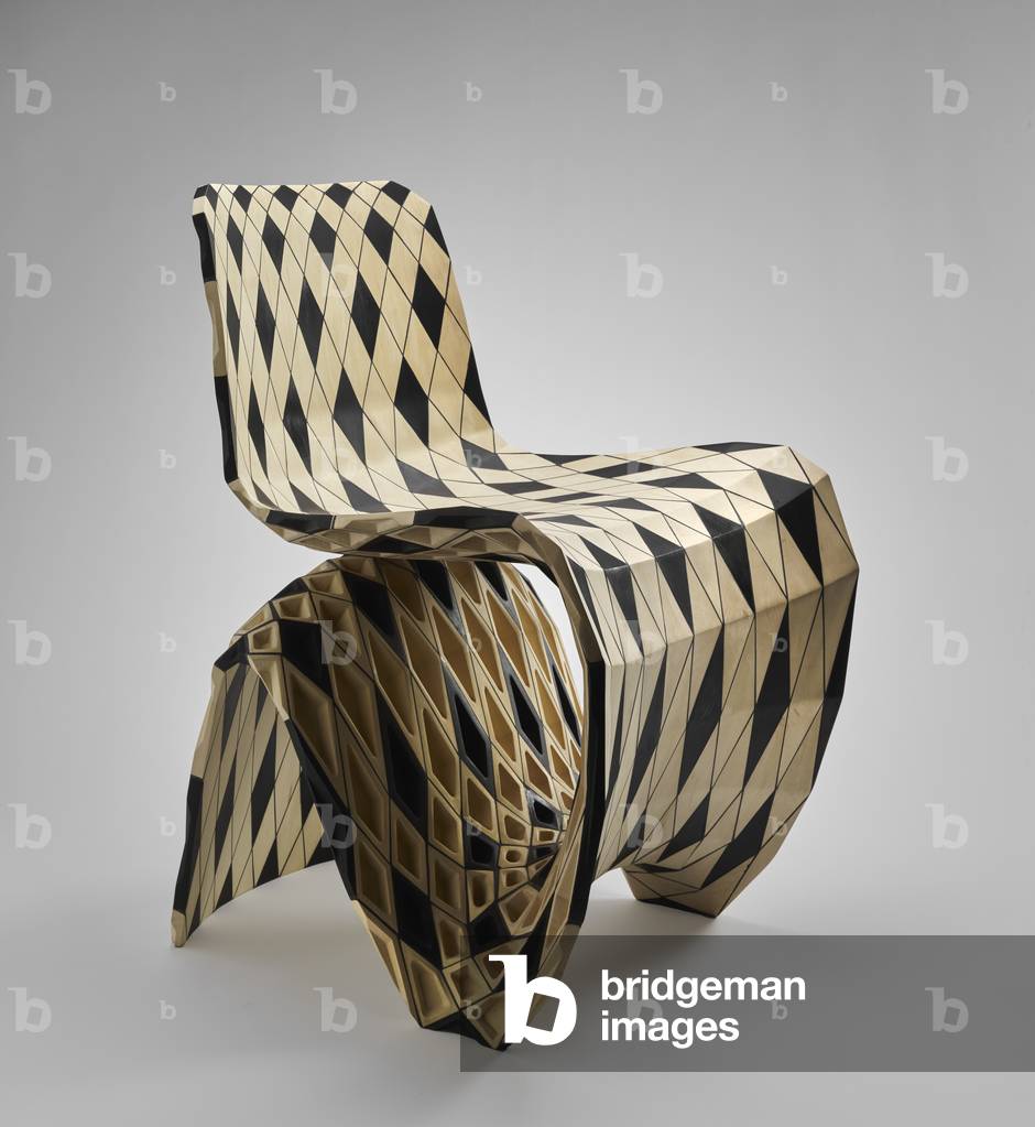 Bild von Möbel "Maker Chair (Diamond) Prototyp" 2014 von Joris Laarman, b/w