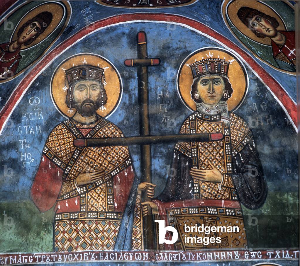 Bild von Gemälde "Konstantin und Helena (Wandmalerei)", 1105-06 von Byzantine