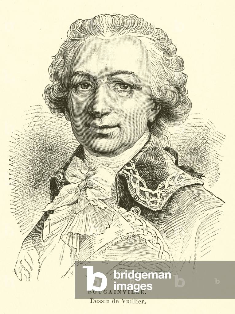 "Louis Antoine de Bougainville" 1801 di French School, b/w
