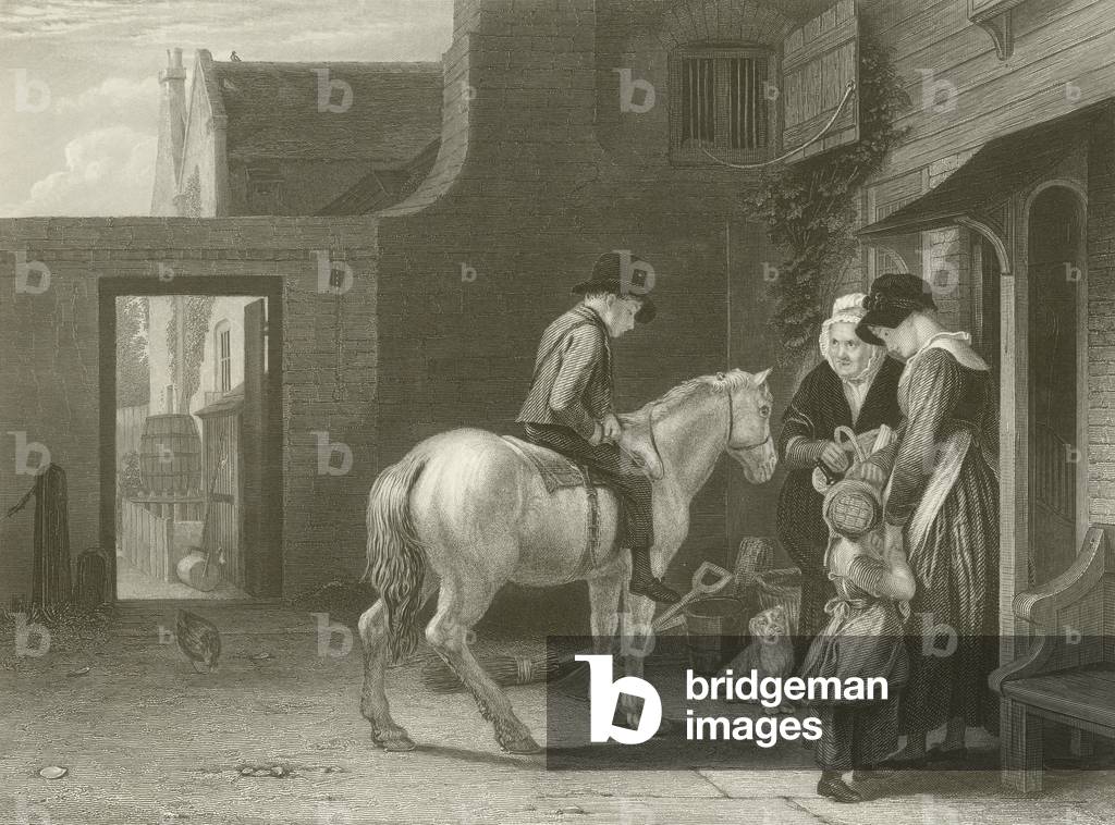 "Il fattorino (incisione)" di David Wilkie, b/w