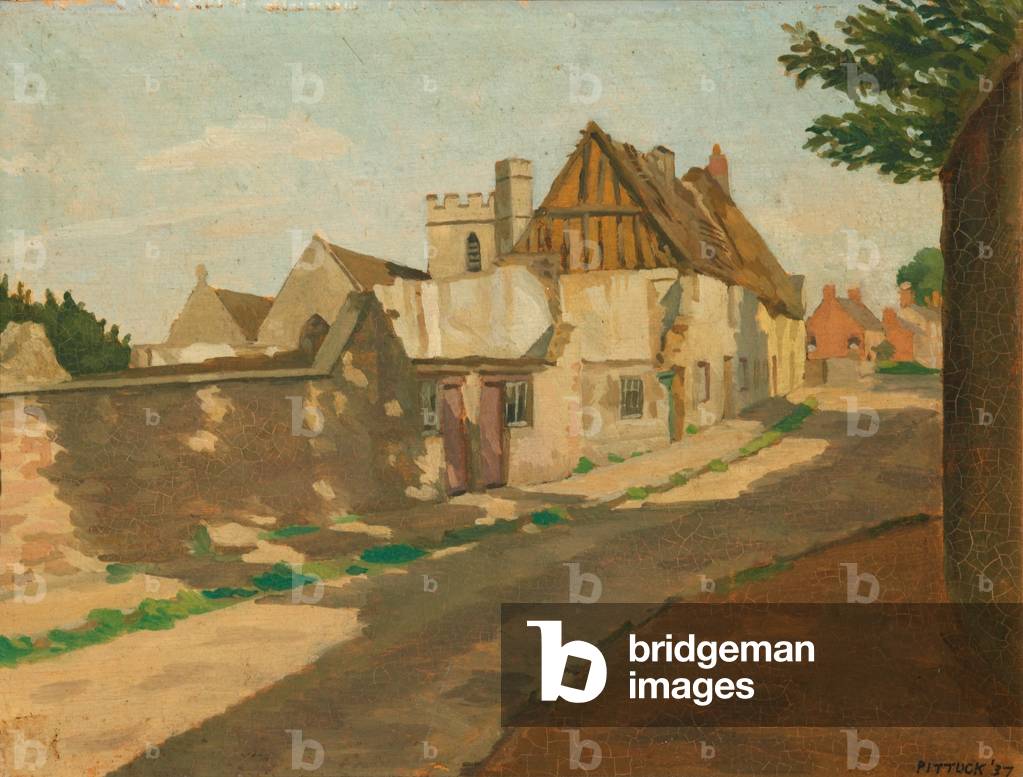 Immagine di Dipinto "Casa e strada (olio su tela)", 20th Secolo di Douglas Pittuck Pittuck