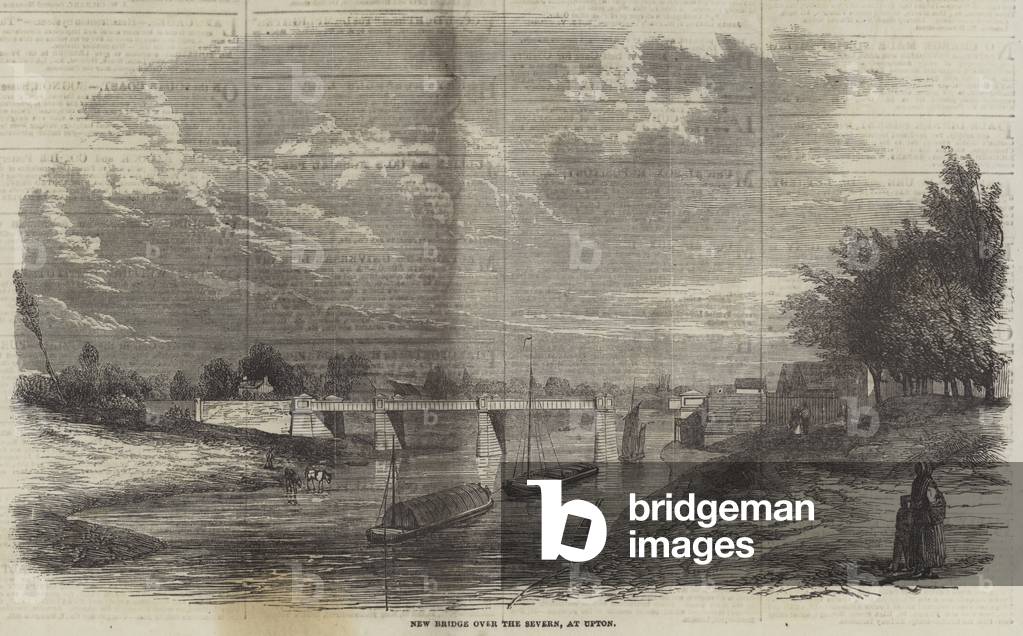 "Neue Brücke über den Severn" 1854 von English School, b/w